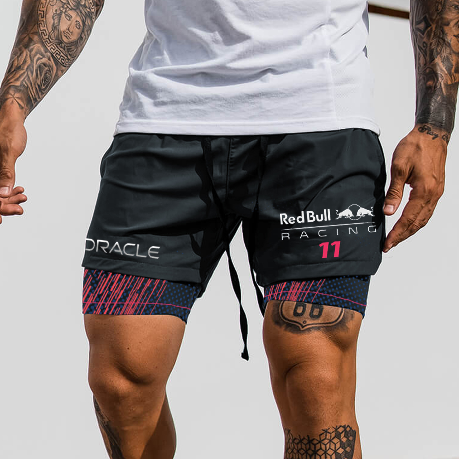 Fashion Racing Print Double Layer Shorts / TECHWEAR CLUB / Techwear