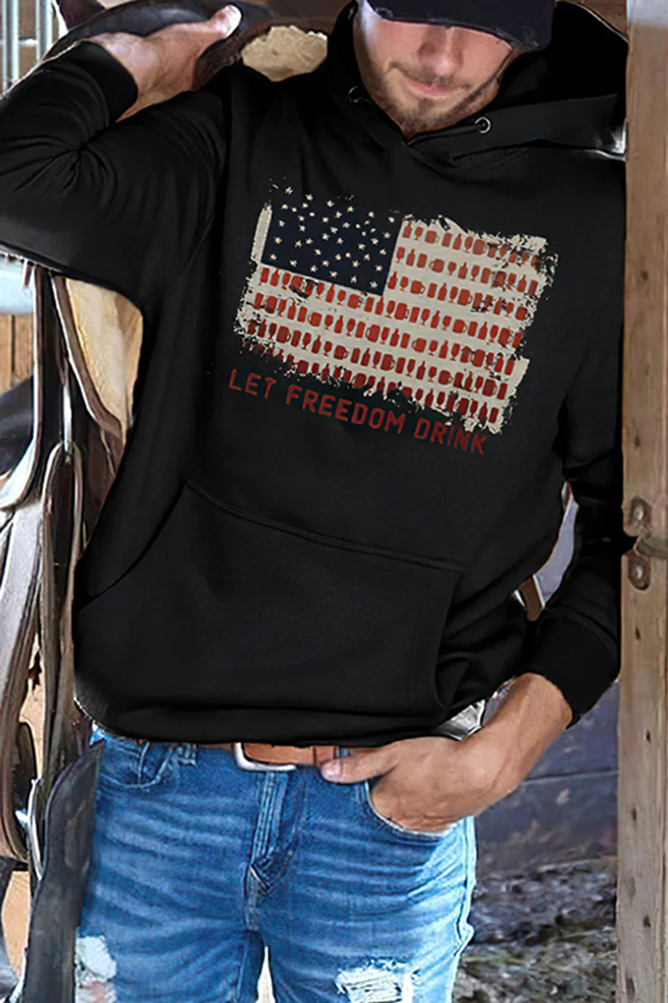 Tiboyz Let Freedom Drink Western Long Sleeve Hoodie