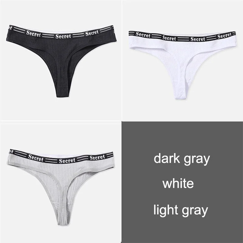 3PCS/Set Women Cotton Panties Thong Underwear G-String Underpants Sexy Briefs Lingerie Female Letter Embroidery Low Waist Pantys