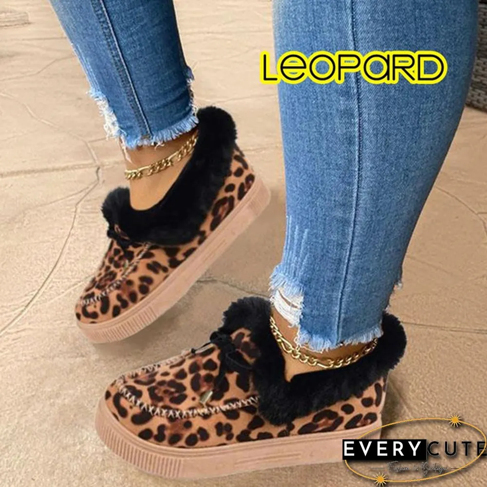 Fashion Womens Bowknot Suede Faux Fur Moccasin Shoes Casual Warm Comfortable Lightweight