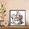 Kaninchen und Pfingstrose - Rundbohrer Diamantmalerei - 40*40cm