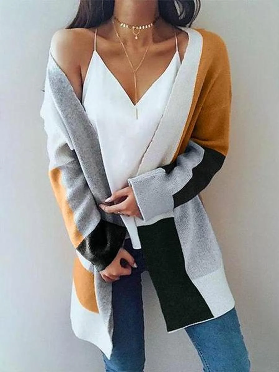 Color Block Ribbed Cardigan