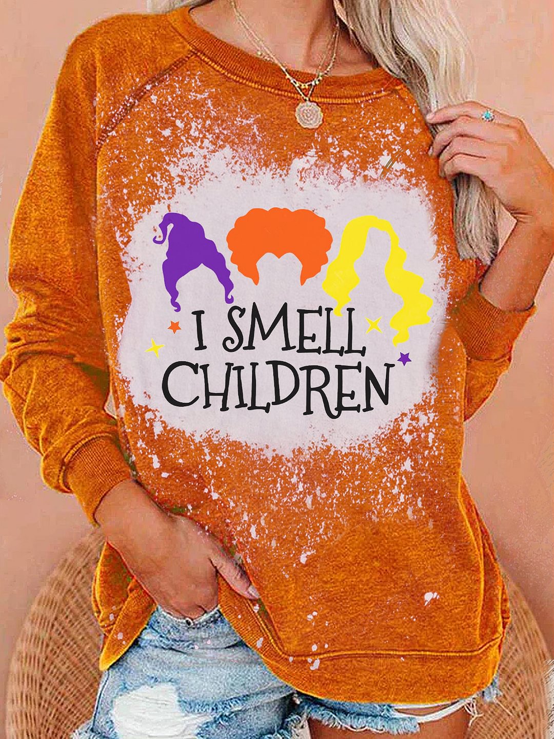 I Smell Children Halloween Tie Dye Long Sleeve Sweatshirt