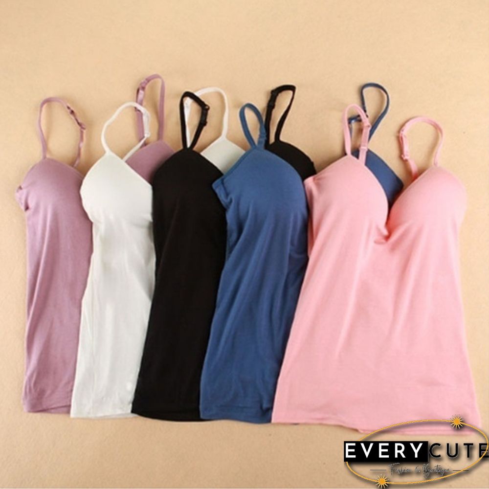 Womens Padded Bra Tops V Neck Camisole Straps Push Up Bra Vest Tank