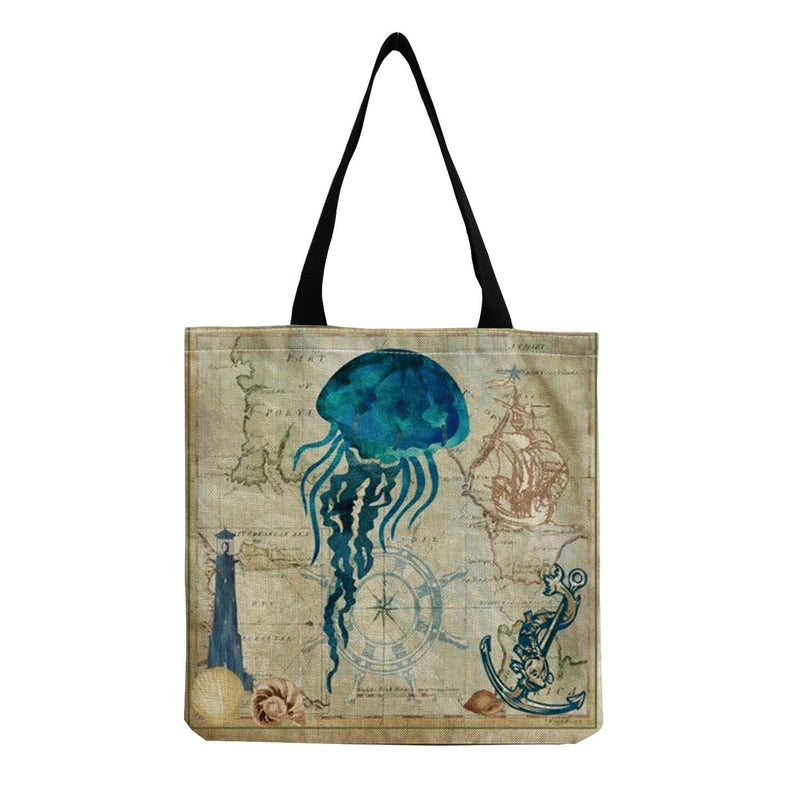 Women’s Medium Linen Animal Beach Square Open Shopping Bags