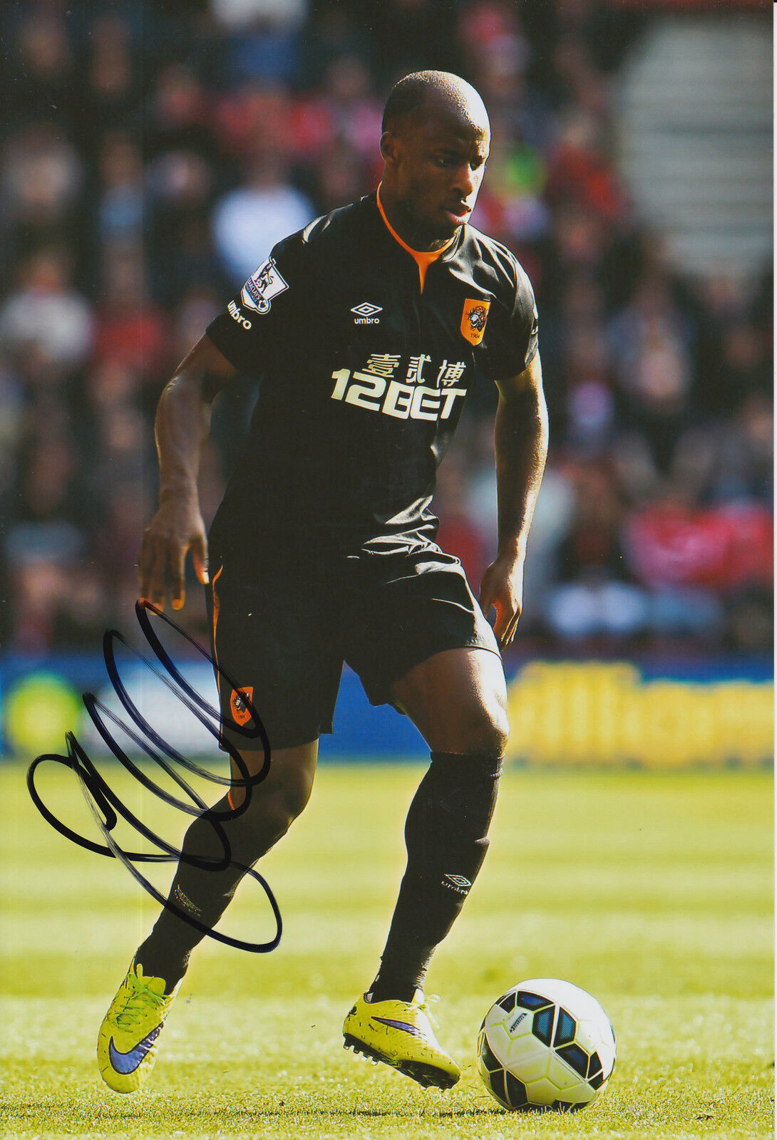 HULL CITY HAND SIGNED SONE ALUKO 12X8 Photo Poster painting 2.