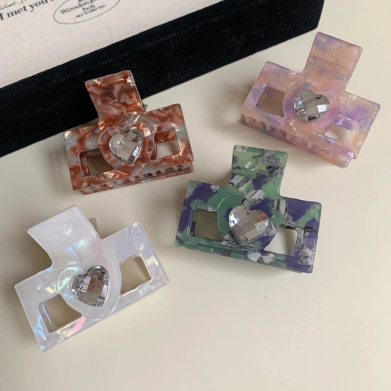 Elegant Minimalist Women’s Heart Shape Acetic Acid Sheets Hair Claws