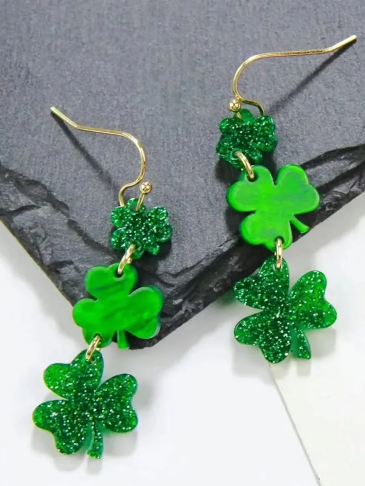 St.patrick's Day Shamrock Lucky Earring