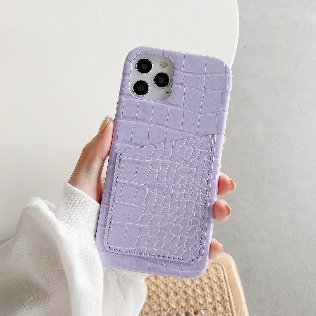 Crocodile Skin Insert Card Leather Phone Case