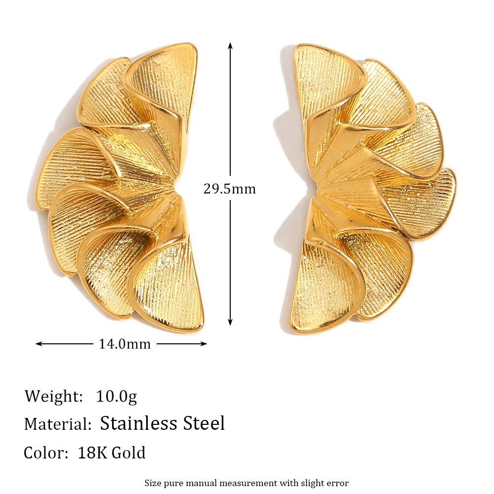 Niche Design Personality Earrings Stainless Steel 18K Gold Plated Geometric Petal Earrings For Women