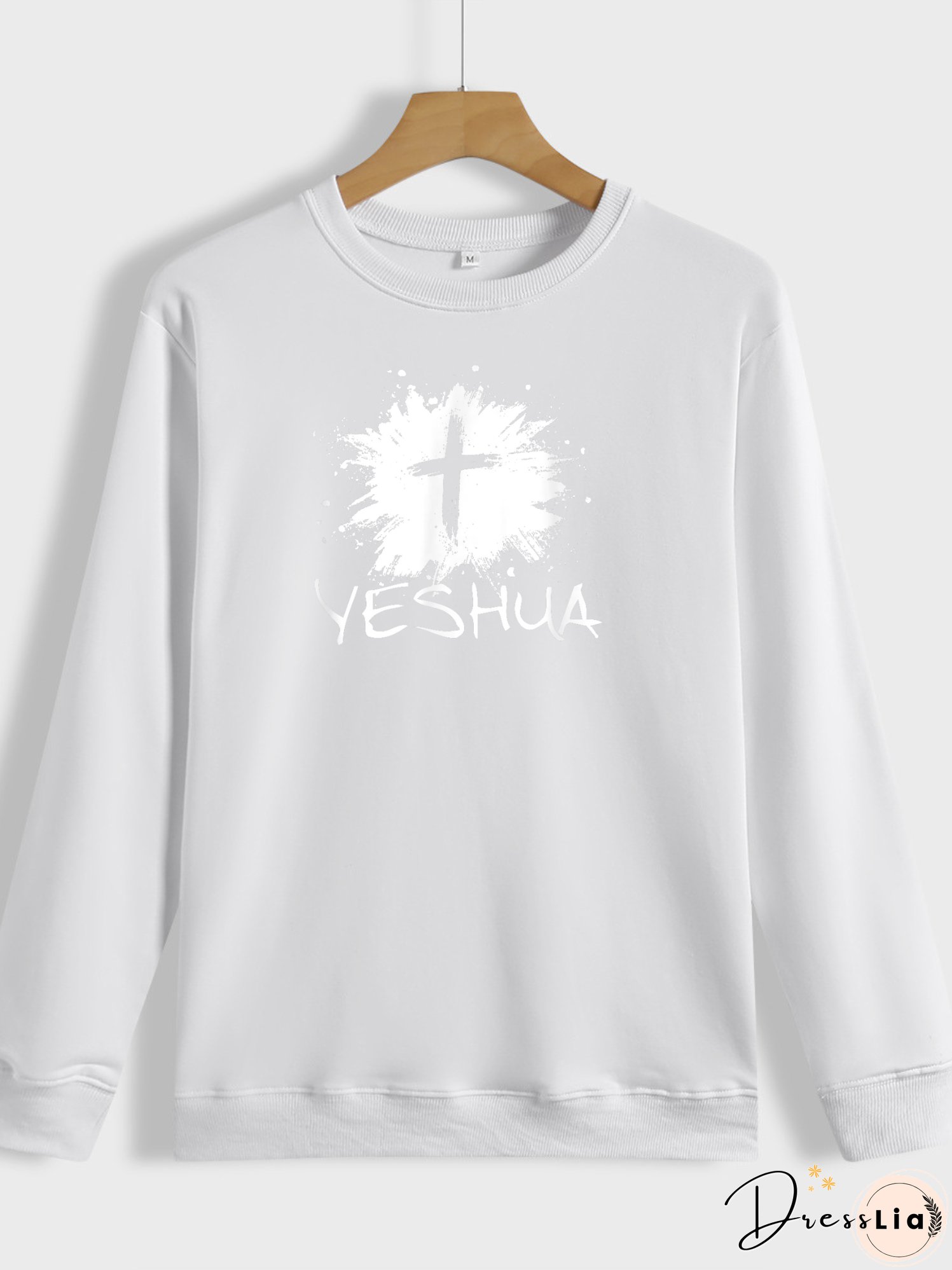 Men's Long Sleeve Sweatshirt Jesus Cross Print on Sweatshirt Top Gifts for Dad Father