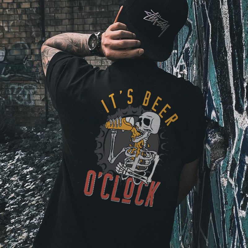 It's Beer O'clock ​Printed Black Sports Men's T-shirt -  