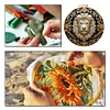 Gold Lion-DIY Embroidery Kit with Pattern Cotton Threads Needles Hoop 30*30cm/11.81*11.81in