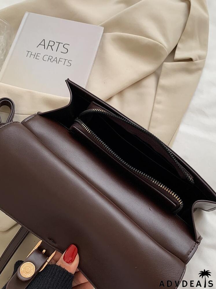 Contrast Binding Houndstooth Pattern Square Bag