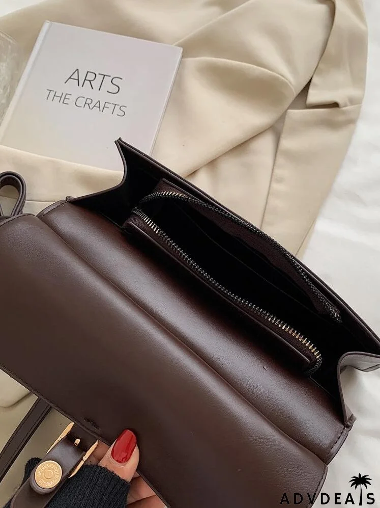 Contrast Binding Houndstooth Pattern Square Bag