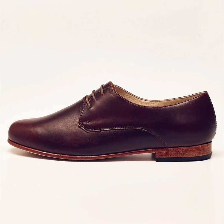 Maroon Women's Oxfords Lace up Flats Vintage Dress Shoes |FSJ Shoes