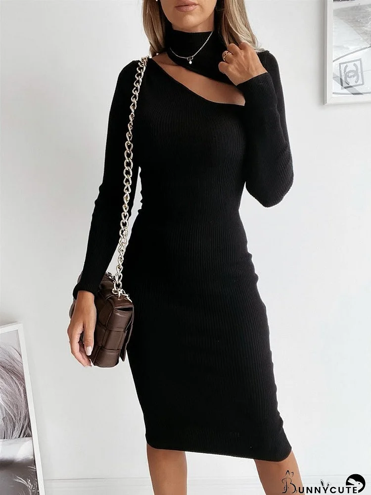 Dresses Halter Cutout Long Sleeve Knit Dress for Women
