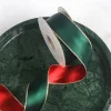 Two-sided Golden Edge Christmas Decor Festive Green Red Golden Ribbon 3.8cm x 9m
