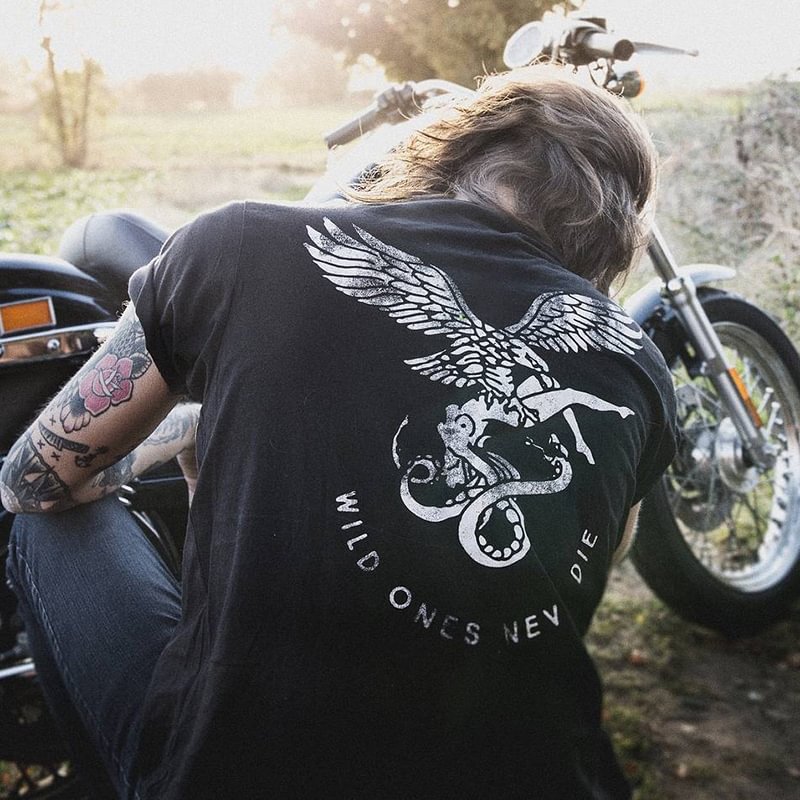 Vintage eagle snake print men's t-shirt -  