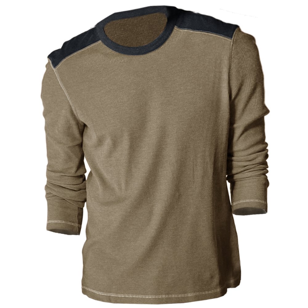Men's Outdoor Classic Colorblock Knit Long Sleeve T-Shirt
