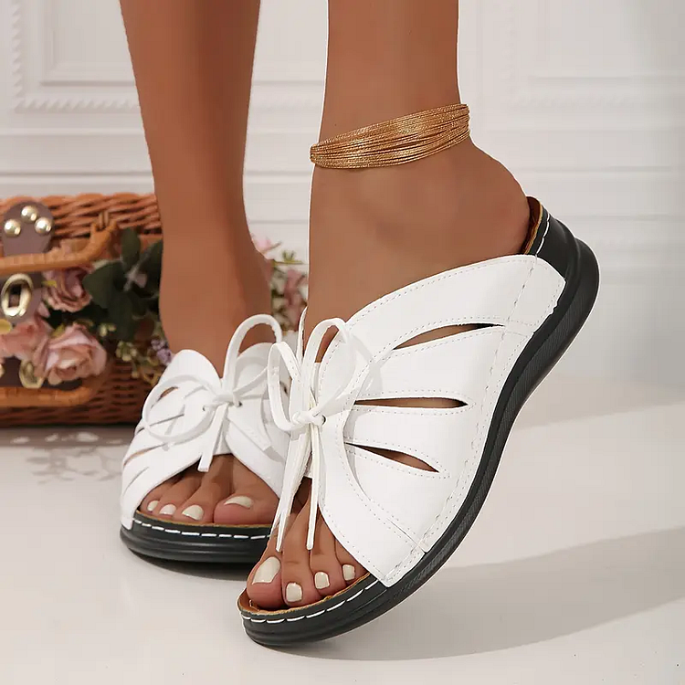 Bunion-Friendly Bow Crossbands Orthopedic Sandals Radinnoo.com