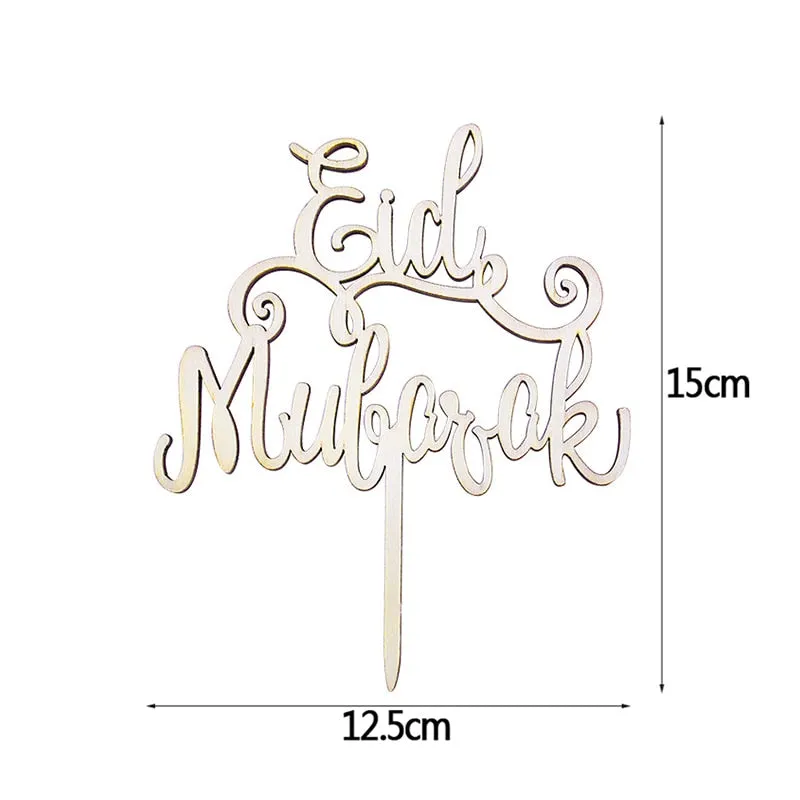 Gold Silver Glitter Eid Mubarak Cupcake Toppers EID Ramadan Festival Bunting Islamic Muslim Mubarak Party Decoration