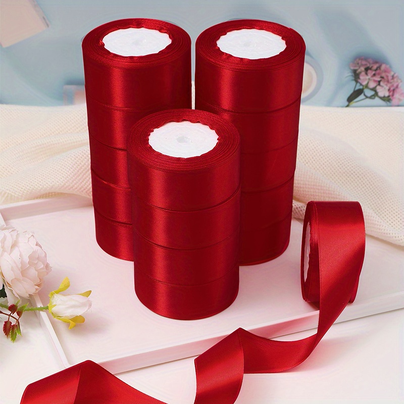 5 Rolls of Luxurious Soft-Touch Polyester Silk Satin Ribbon - Ideal for Crafting DIY Rose Flowers, Decorating Cakes, Gift Wrapping, and Creating Stunning Wedding Party Bows with a Touch of Elegance - Perfect for Universal Holidays and Celebrations
