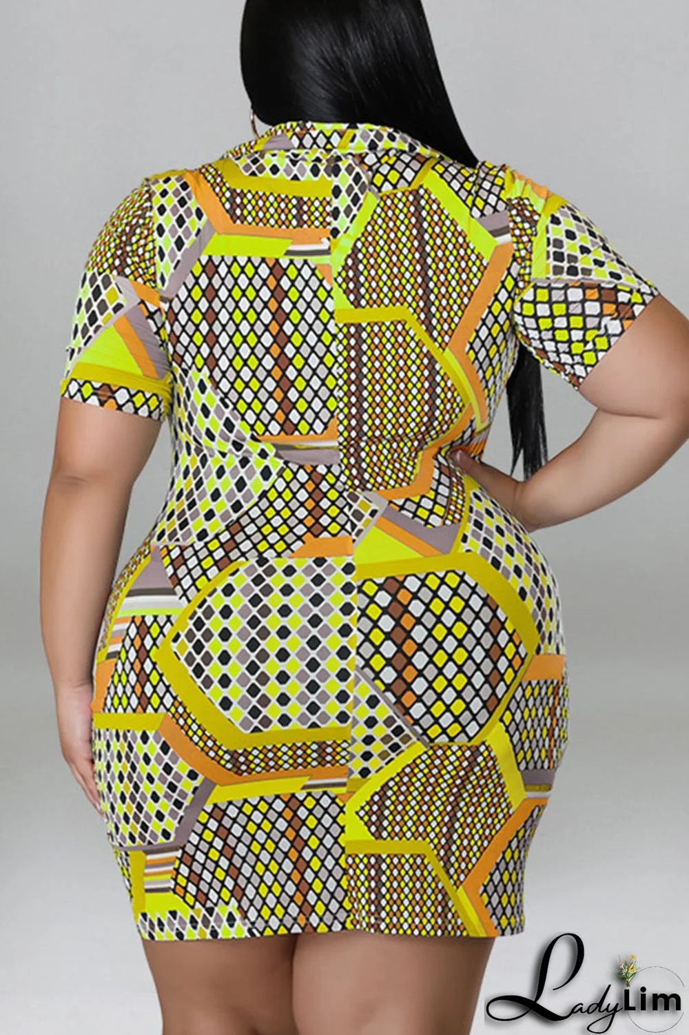 Blue Casual Print Patchwork Buckle Turndown Collar Shirt Dress Plus Size Dresses