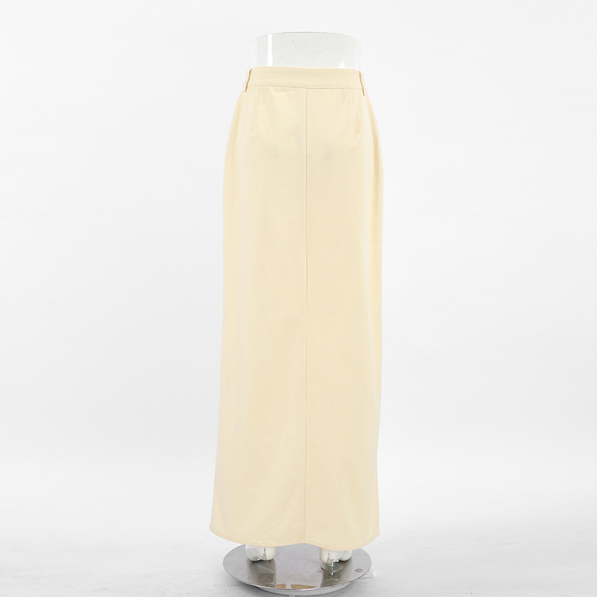 Ootddress High Waist Fashion Split Maxi Skirt For Women Patchwork Pocket Casual High Street Long Skirt Female Zipper Slim Maxi Skirt