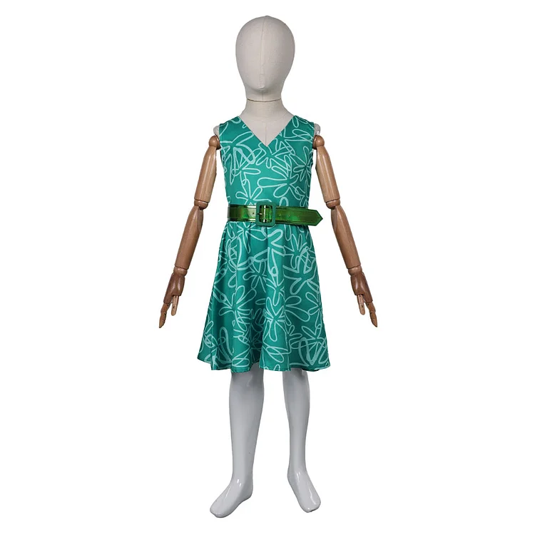 Kids Children Inside Out 2 (2024) Disgust Dress Belt Outfits Cosplay Costume Halloween Carnival Suit