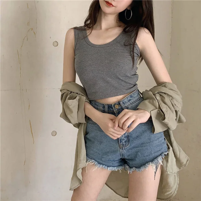 Brownm Brownm Suspenders With Bottom Sleeveless Sling Student Top Spring / Summer 2023 Women Wear A Tight Crop Vest