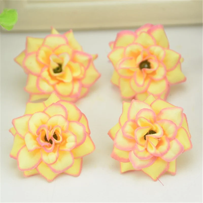 20Pcs 4.5cm  Mini Artificial Silk Rose Flowers Heads  For Wedding Decorativ Handmade DIY Scrapbooking Garland Fake Flower Wreath