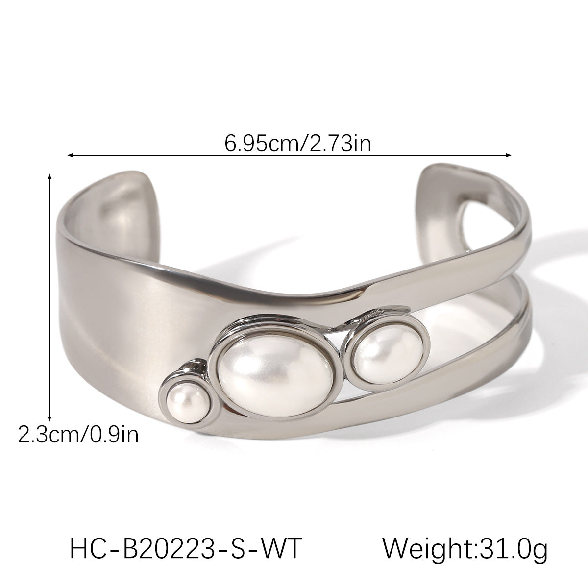 Stainless Steel Hollow Pearl Bracelet Natural Tiger Eye Stone Open Bracelet Retro Titanium Steel Jewelry