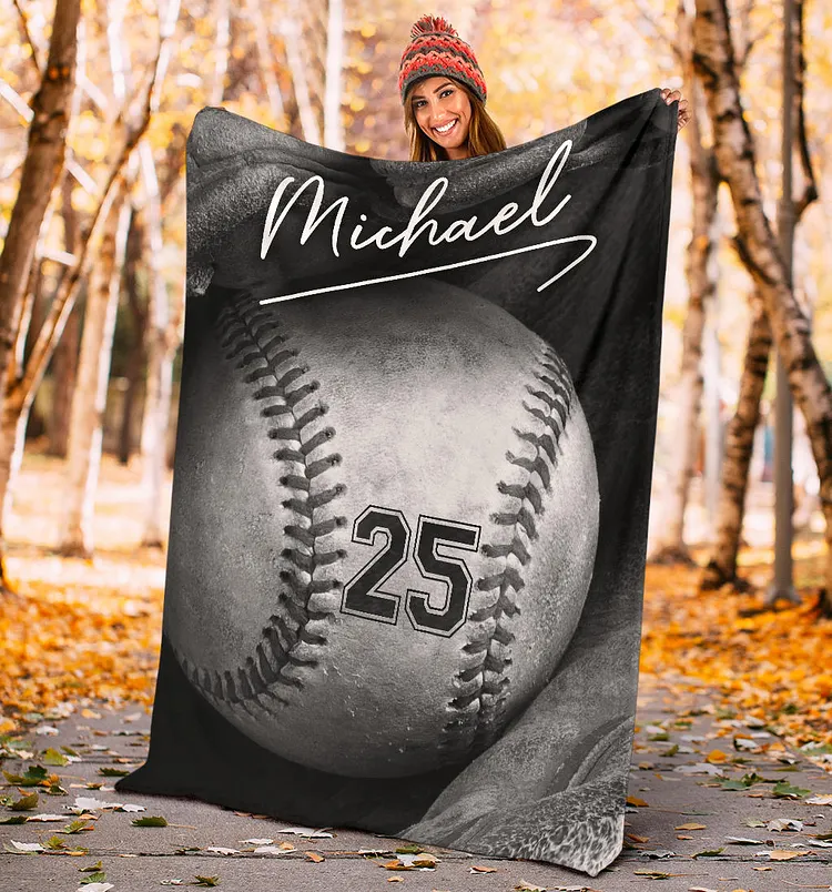 Personalized Baseball Blanket, Baseball Boy Sherpa Fleece Blanket | BKKid705