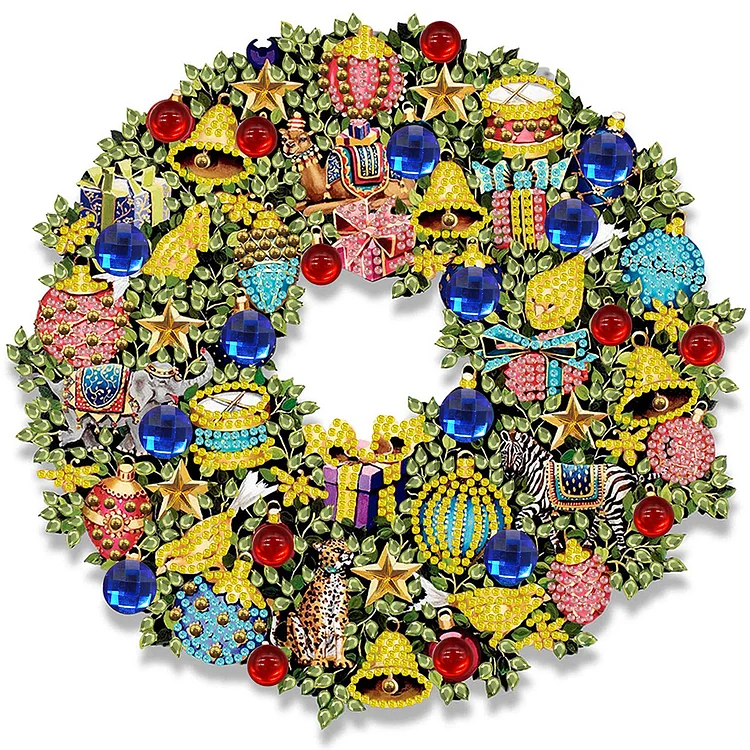 Christmas Wreath 30*30CM(Canvas) Special Drill Diamond Painting gbfke