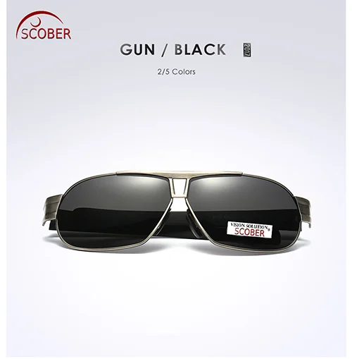 = SCOBER = Men  Back Coated Polarized Sunglasses Double Bridge Tr90 Leg Delicate Hinge Tac Polaroid Polarised Uv400 With Case