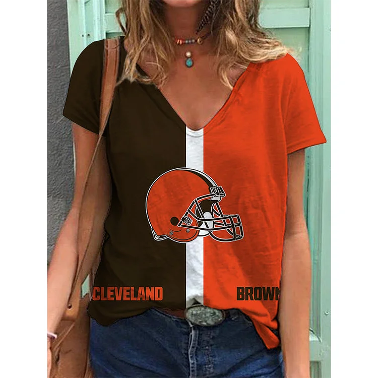 Cleveland Browns Lightweight Short Sleeve V-Neck T-Shirt