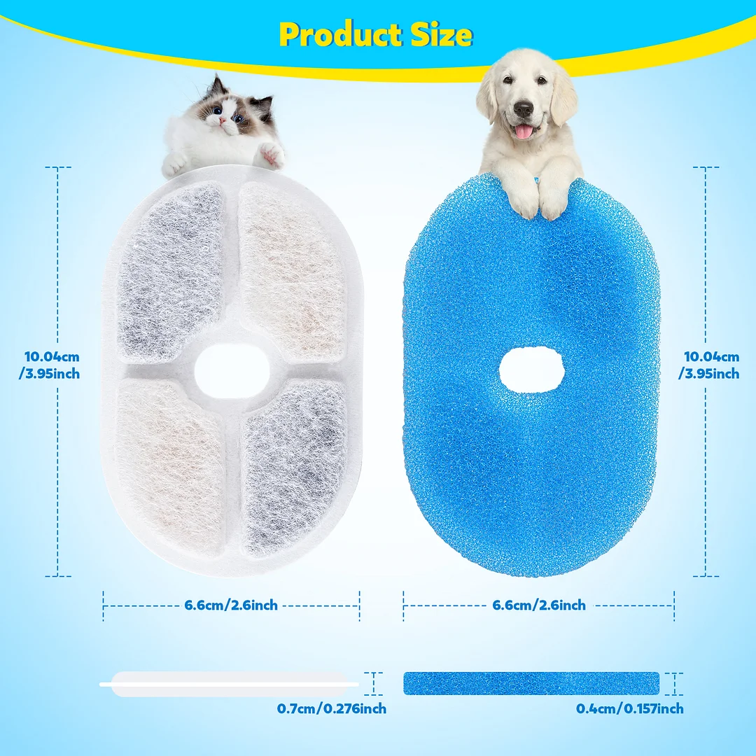 BEBANG Pet Water Fountain Filters, 8 Pack Replacement Filters, for Dods Cats Birds