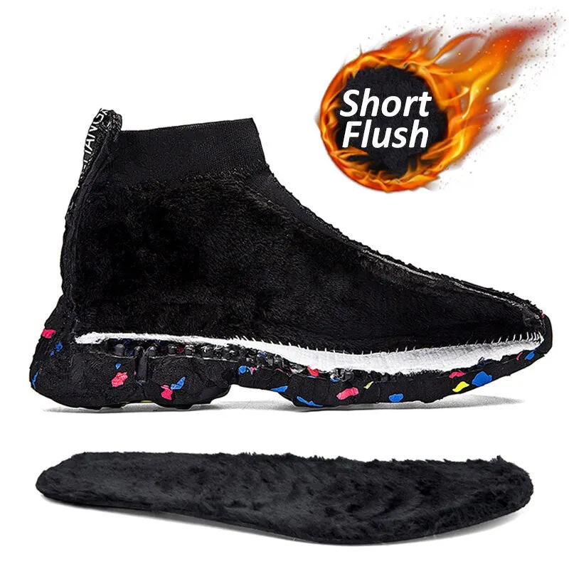 MWY Stretch Sock Shoes Women Sneakers Winter Short Plush Unisex Man Casual Shoes Vulcanize Shoes Plus Size Zapatillas De Mujer