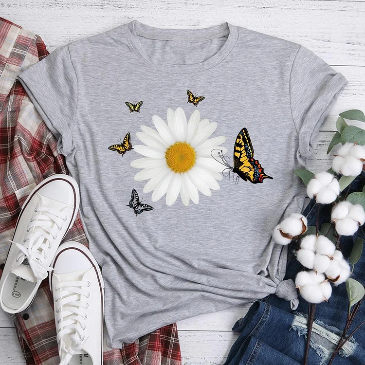 Daisies and Butterflies  T-Shirt Tee-05203-Annaletters