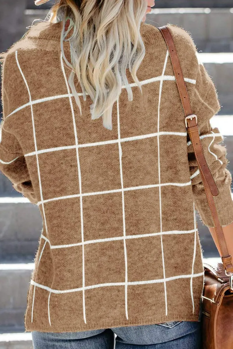 Turtleneck Plaid Casual Sweater