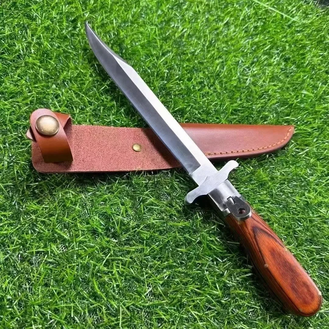 Longquan integrated keel hand-forged embroidered spring knife, ox tail knife, one-piece folding knife