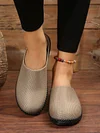 Plain Color Mesh Fabric Flat Clog Shoes