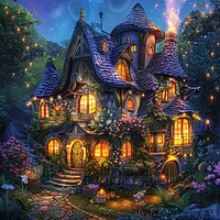 Fantasy Night House - Diamond Painting