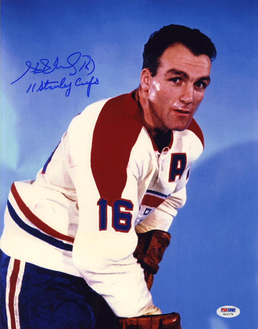 Henri Richard SIGNED 11x14 Photo Poster painting +11 cups Montreal Canadiens PSA/DNA AUTOGRAPHED