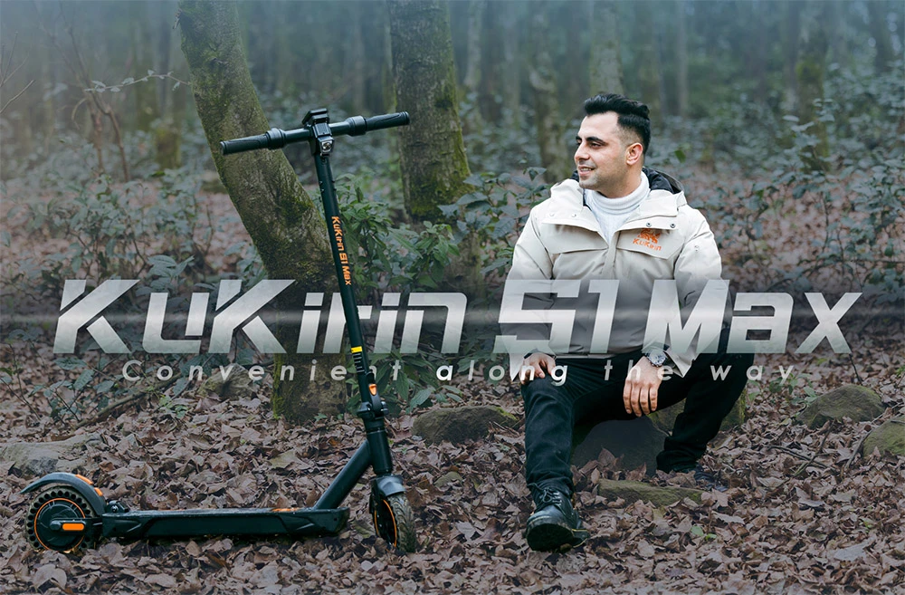 KuKirin S1 Max折叠电动滑板车,350W电机,36V 10.4Ah电池,8英寸轮胎,最高时速30公里/小时,里程里程39公里,前轮电子滑板,后轮弹簧悬浮,智能显示屏