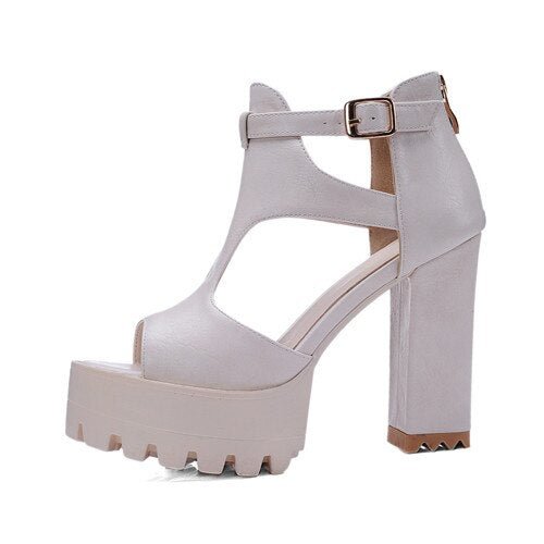Gdgydh Hot Sale 2021 New Brand High Heels Sandals Summer Platform Sandals for Women Fashion Buckle Thick Heels Shoes Big Size 42