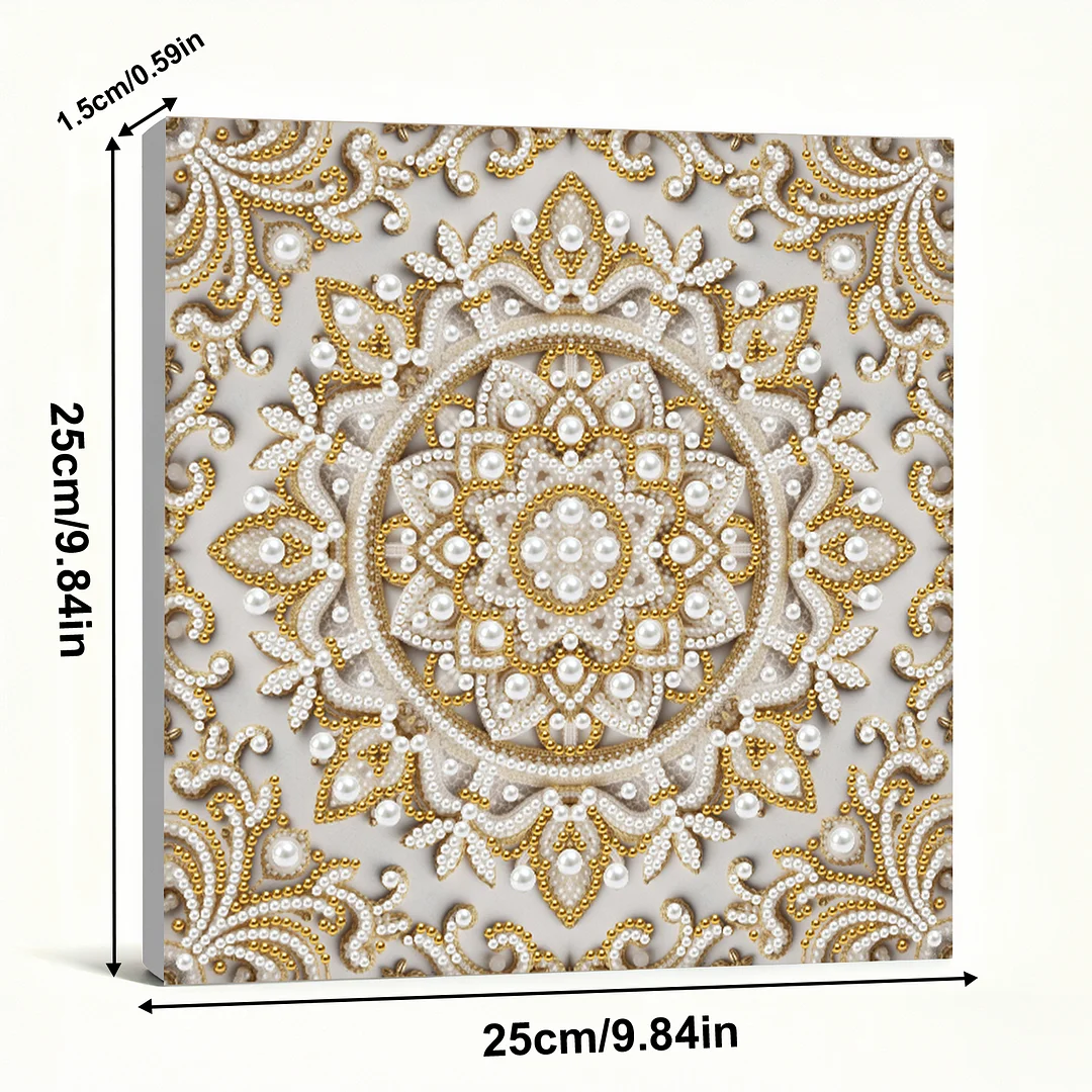 Round Mandala DIY Pearl Diamond Art Kit for Adults Home Decor 25x25cm With Frame