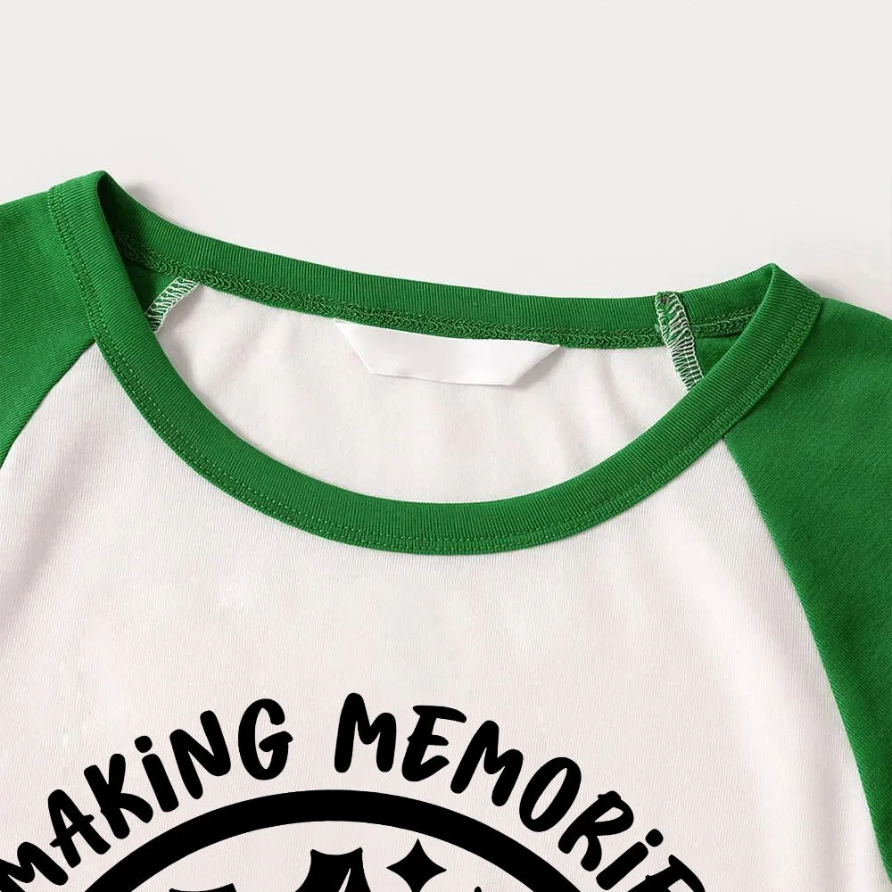 Christmas Make Memories Together 2024 Print Green & Black Plaid Family Matching Pajamas With Dog