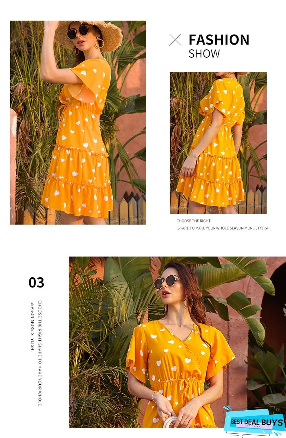 Women's Chiffon V-Neck Lace Up Dress Casual